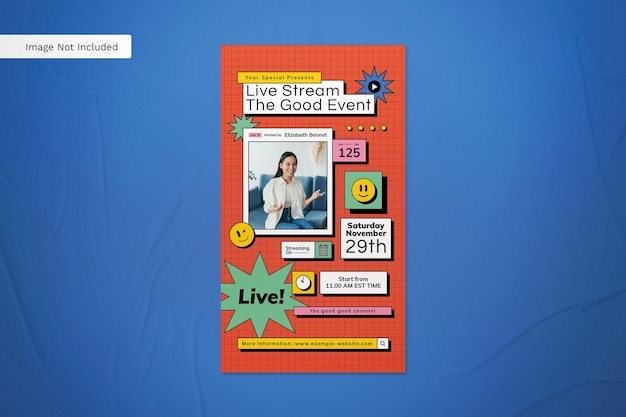História do Instagram de promoção de vídeo de transmissão ao vivo retrô