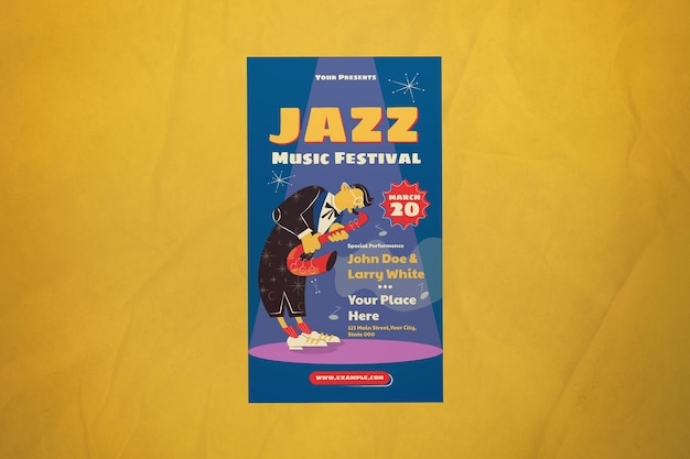 PSD história do instagram do blue midcentury jazz festival