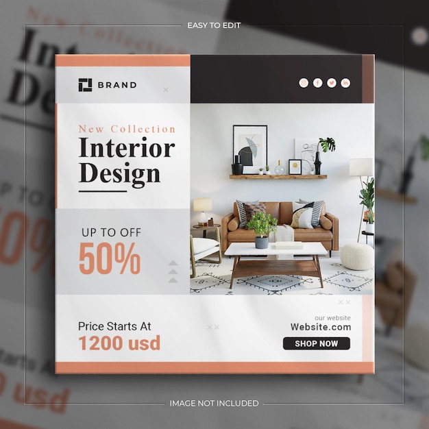 Historia de instagram de muebles de interior moderno y plantilla de publicación de redes sociales