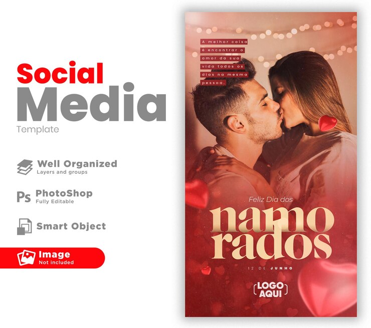 PSD história social media post dia dos namorados em renderização 3d brasileira em português