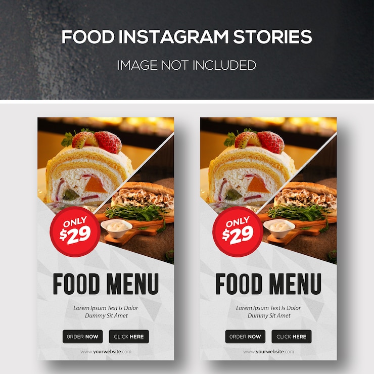 PSD historias de comida en instagram