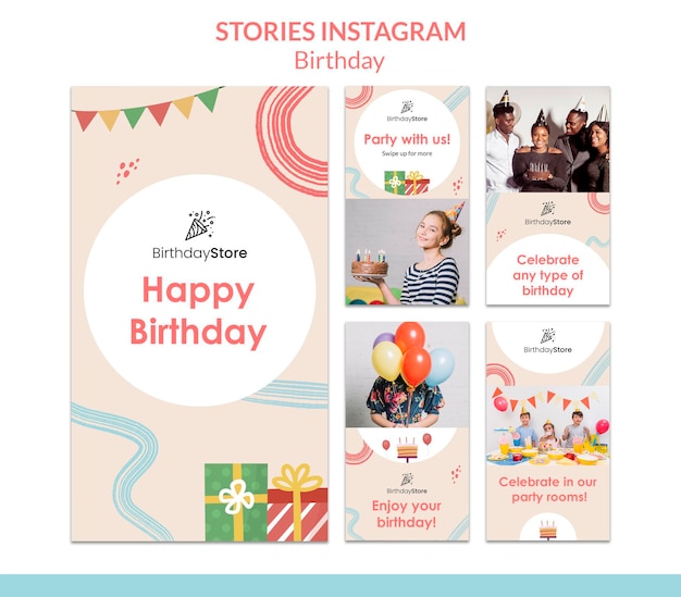 PSD historias de cumpleaños en instagram