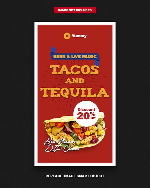 PSD histórias de banners de tacos