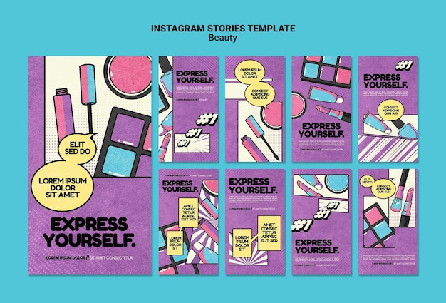 Histórias de beleza nas redes sociais da pop art