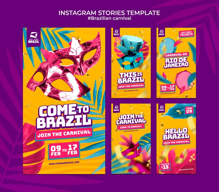PSD histórias de carnaval brasileiro no instagram