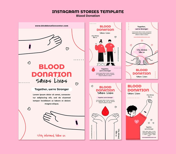 PSD histórias de doação de sangue no instagram