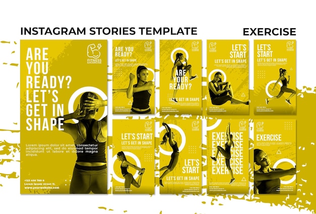 Histórias de exercícios de fitness no Instagram