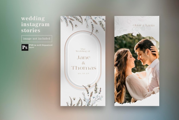 PSD histórias de instagram de casamento elegante