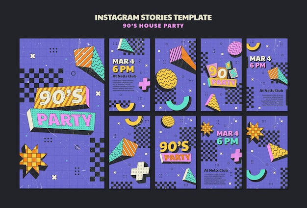 PSD histórias de instagram de festas em casa