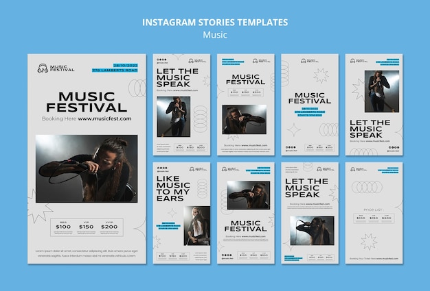 Histórias de instagram de festival de música mínimo