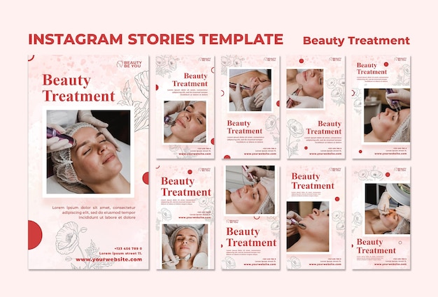 Histórias de instagram de tratamentos de beleza