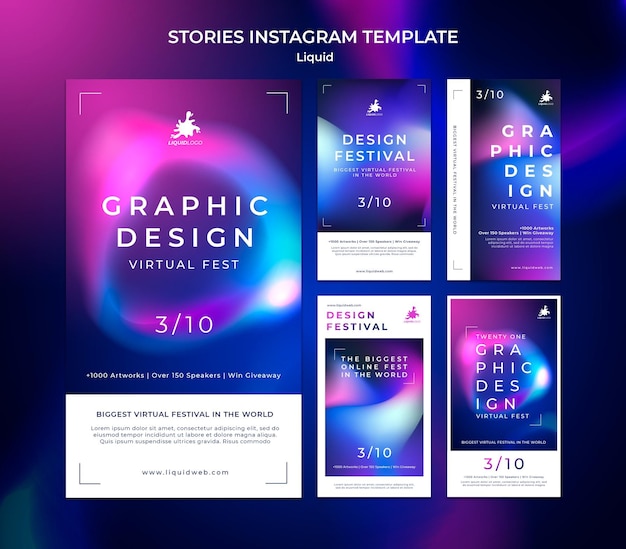PSD histórias de instagram líquidas