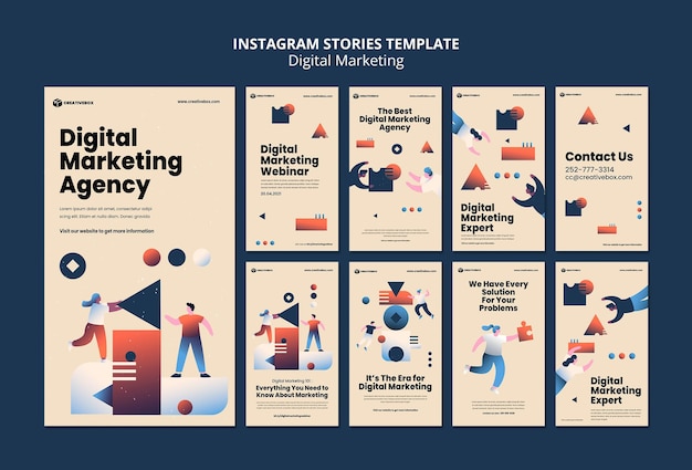 PSD histórias de marketing digital no instagram