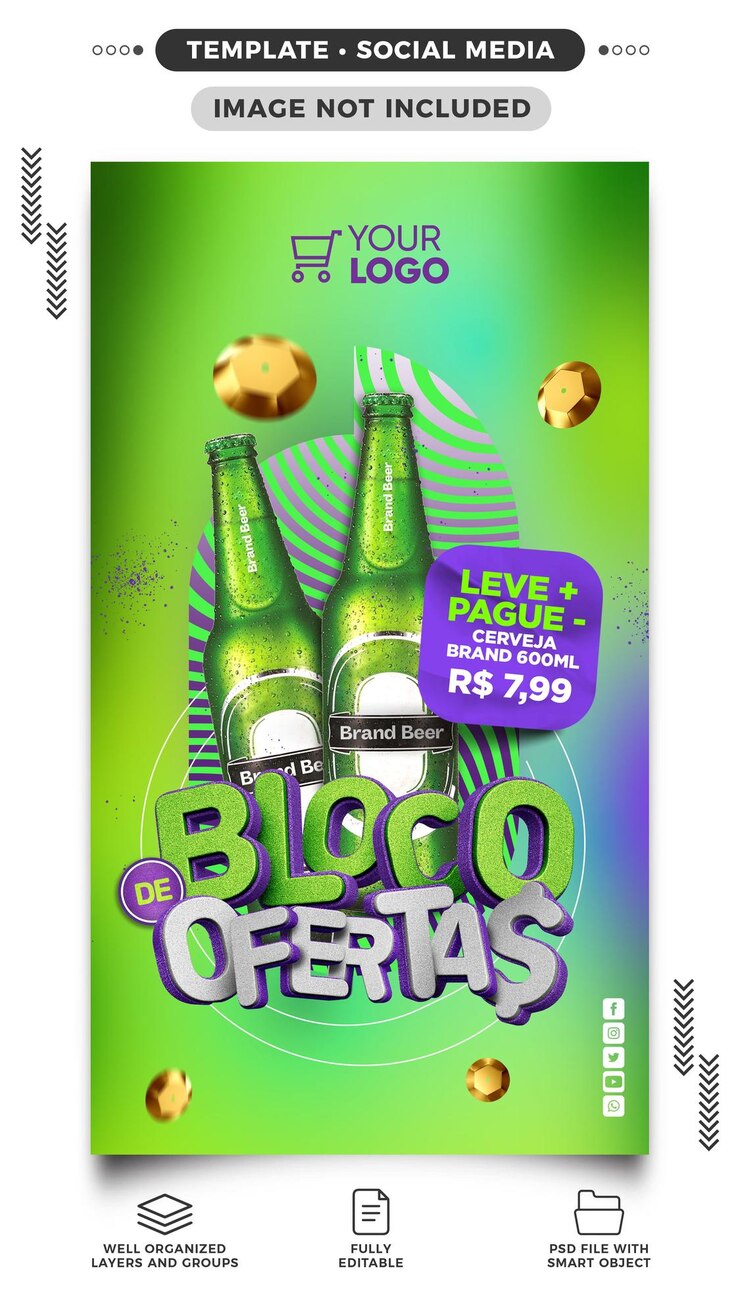 PSD histórias de mídia social bloco de oferta do instagram para bebidas em ofertas