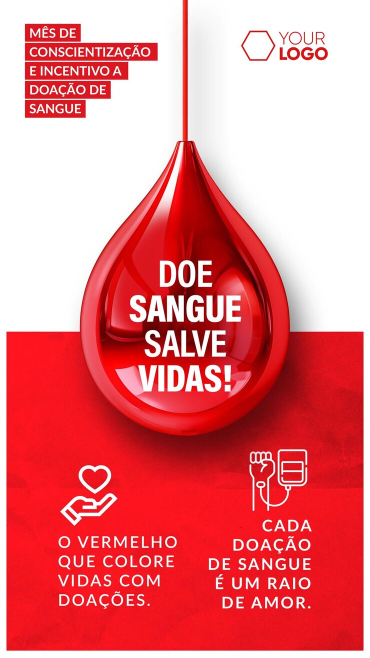 PSD histórias de mídia social campanha de doação de sangue de junho vermelho