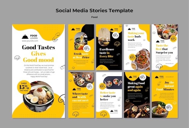 Histórias de mídia social de comida deliciosa