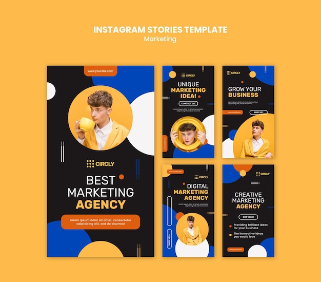 Histórias de mídia social de marketing digital