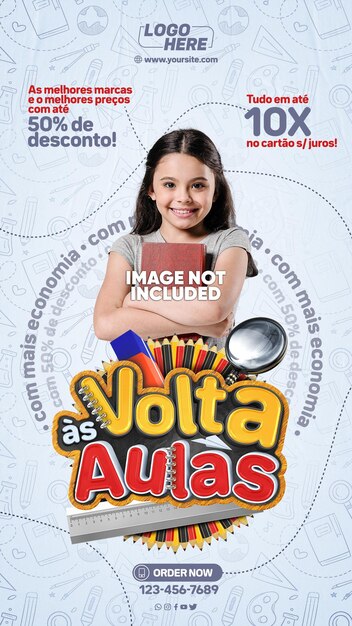 Histórias de mídia social de volta às aulas no brasil de forma mais econômica