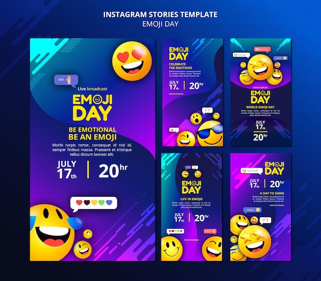 Histórias de mídia social do emoji day