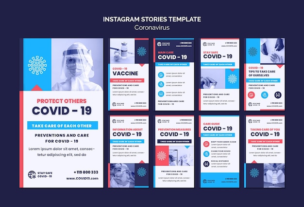 PSD histórias de mídia social do instagram do coronavirus