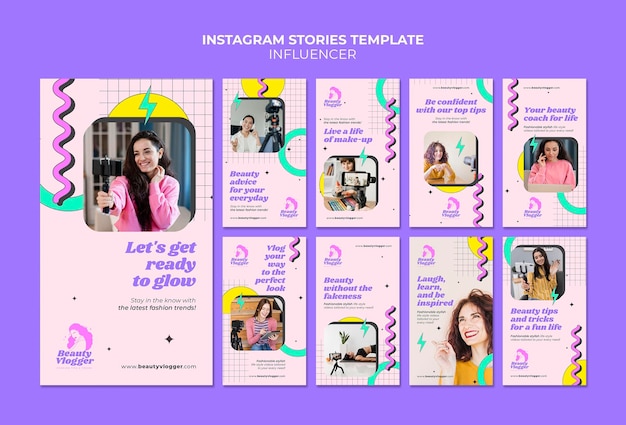 Histórias de mídia social influenciadoras do estilo Memphis