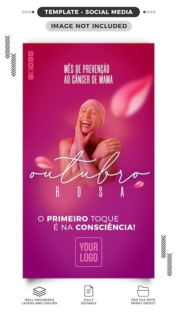 PSD histórias de mídia social instagram outubro prevenção do câncer de mama rosa