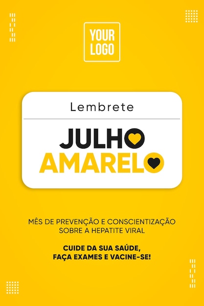 Histórias de mídia social Julho Lembrete amarelo contra a hepatite viral