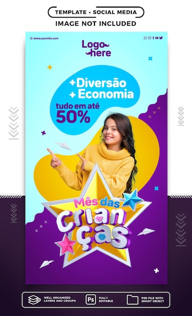 Histórias de mídia social mês infantil com mais diversão e economia