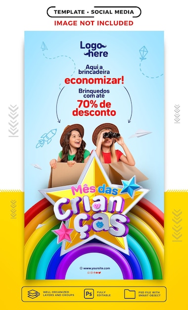 Histórias de mídia social no dia da criança brasileira aqui o jogo é para salvar