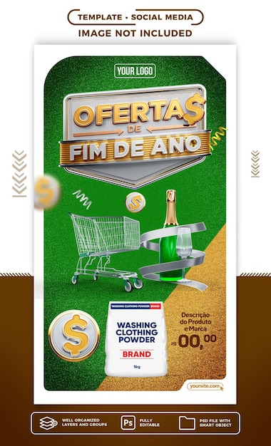 Histórias de mídia social, ofertas de fim de ano para produtos em destaque