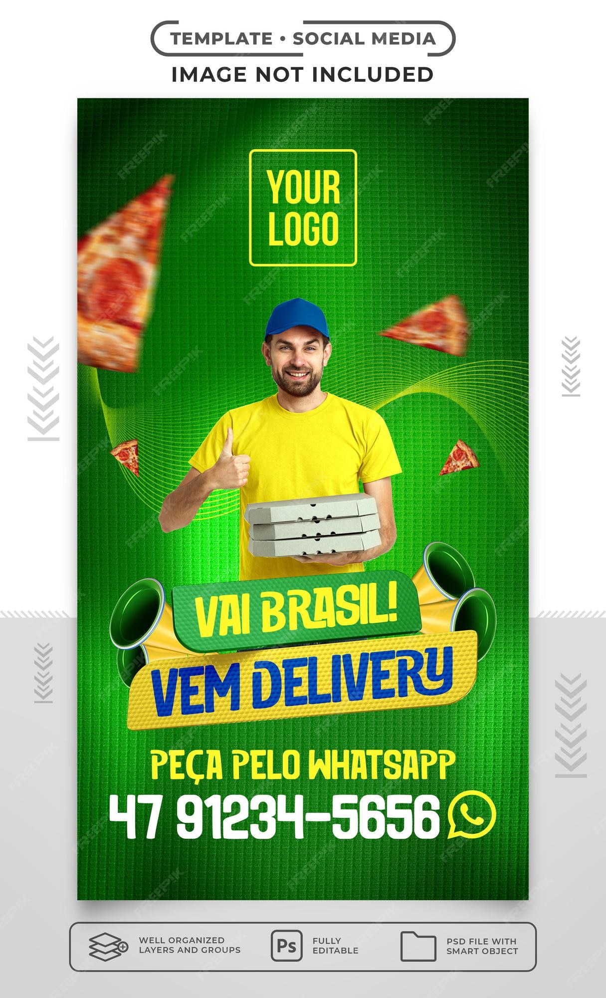 Dia de Jogo Dia de Brasil Futebol Pizzaria Social Media PSD