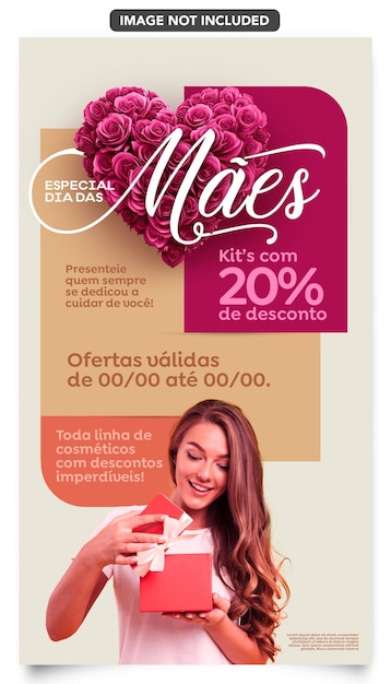 PSD histórias de mídia social promoção especial do dia das mães