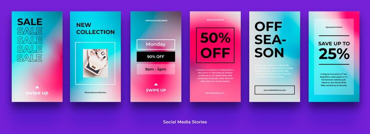PSD histórias de venda do instagram com gradiente