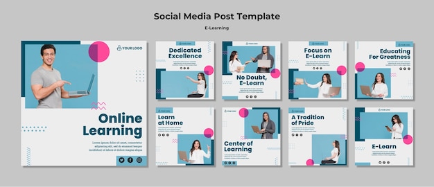 PSD histórias do instagram com e-learning