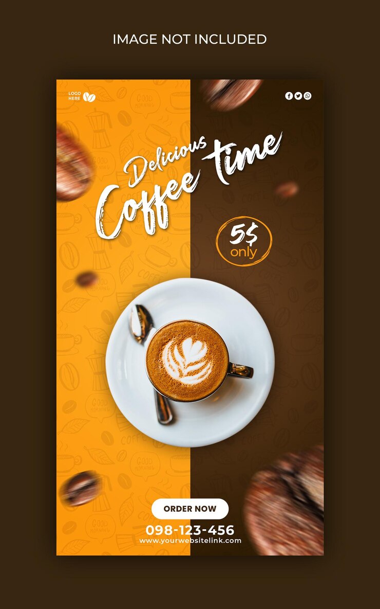 Histórias do instagram de cafeteria Design de banner de mídia social
