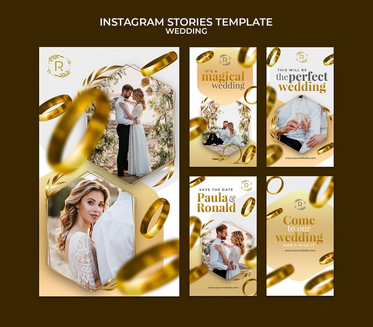 PSD histórias do instagram de celebração de casamento