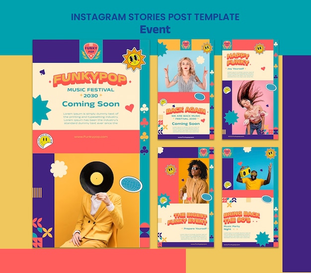 PSD histórias do instagram de celebração do evento