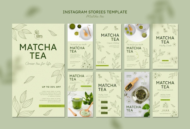 Histórias do instagram de chá matcha