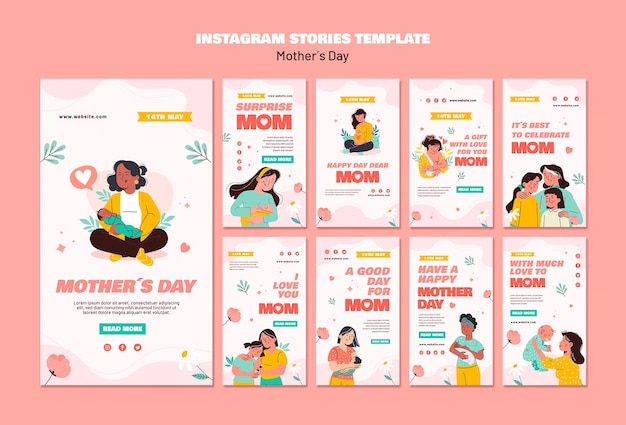 PSD histórias do instagram de comemoração do dia das mães