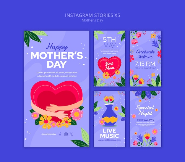 Histórias do instagram de comemoração do dia das mães