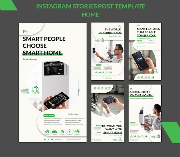 PSD histórias do instagram de design de interiores de design plano