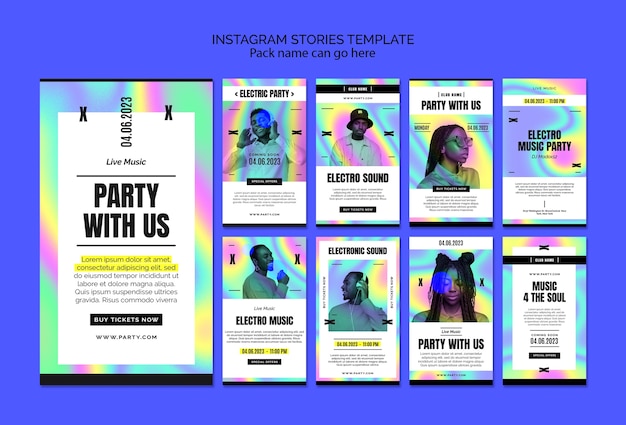 PSD histórias do instagram de entretenimento de festa