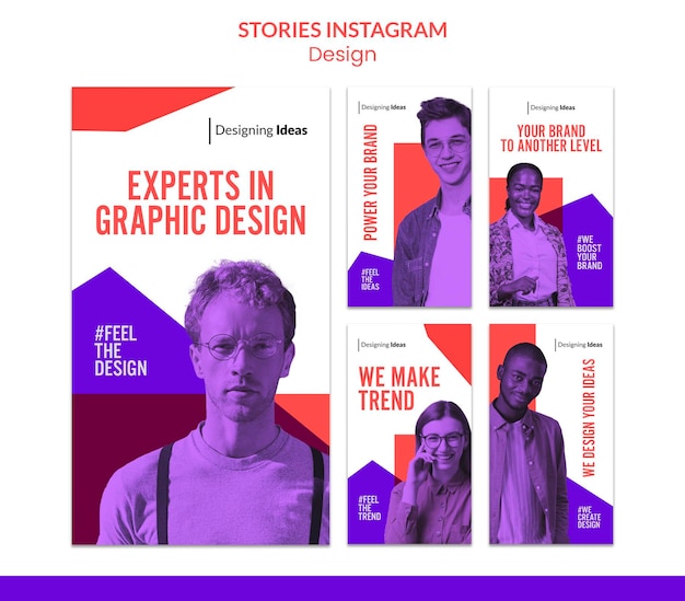 PSD histórias do instagram de especialistas em design gráfico