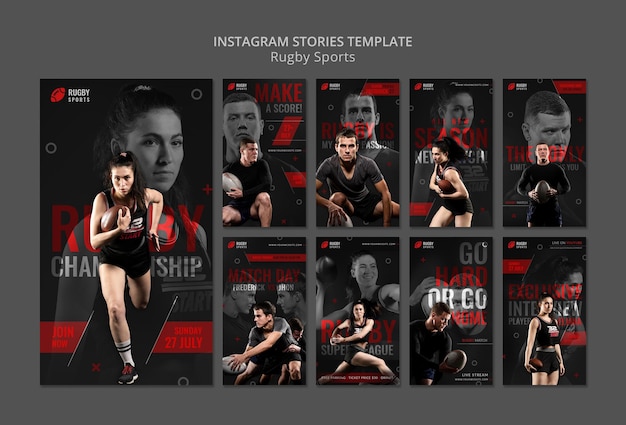 Histórias do Instagram de esportes de rúgbi