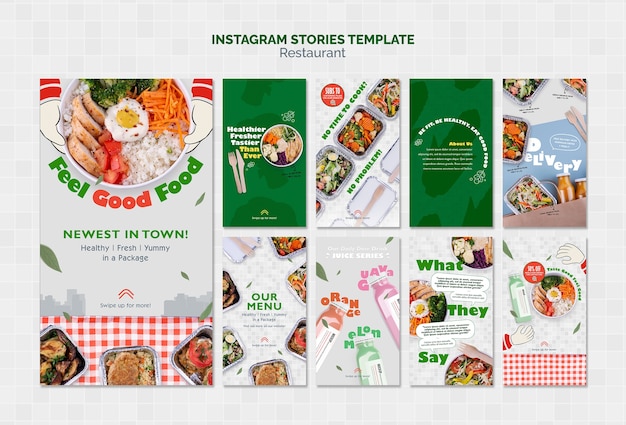 PSD histórias do instagram de restaurante de comida deliciosa