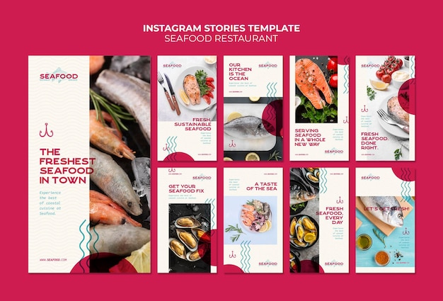 PSD histórias do instagram de restaurantes de frutos do mar