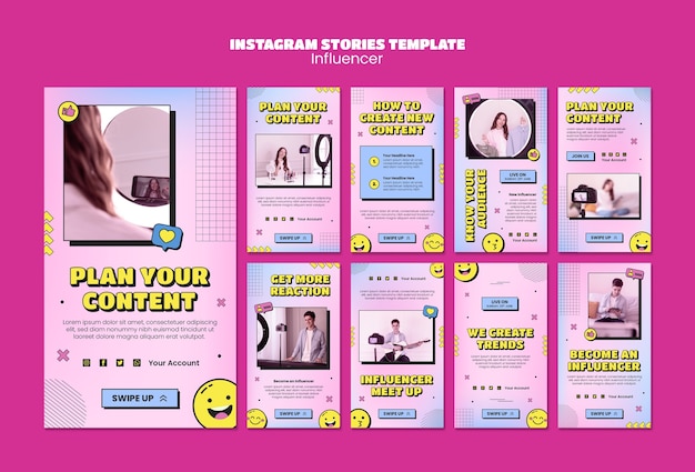 Histórias do instagram de trabalho de influenciador desenhadas à mão