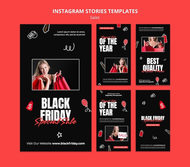 Histórias do instagram de venda especial desenhadas à mão