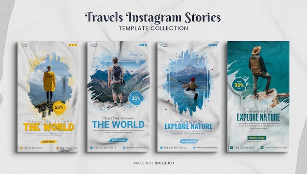 Histórias do Instagram de viagens e modelo de história do Facebook de turismo