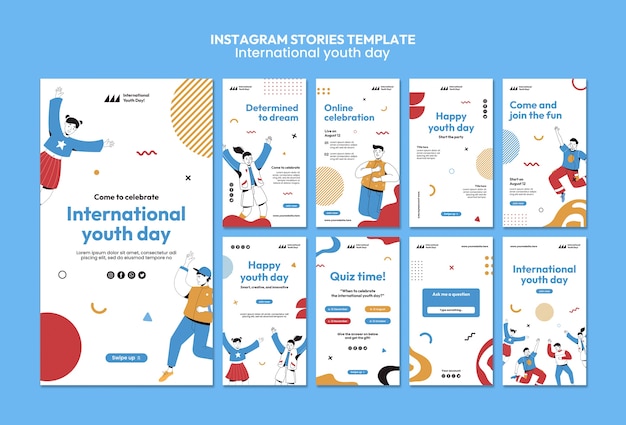 PSD histórias do instagram do dia internacional da juventude
